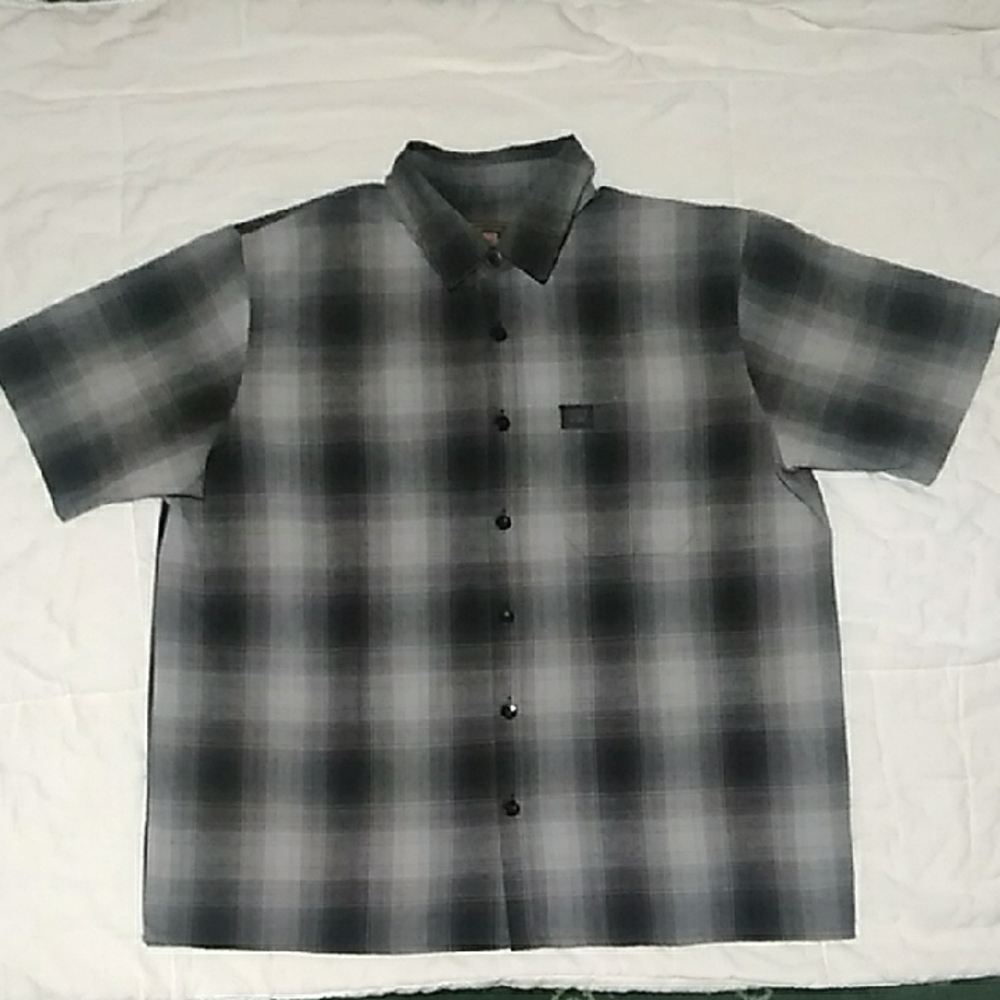 Casual Black and Gray Plaid Button Down Shirt